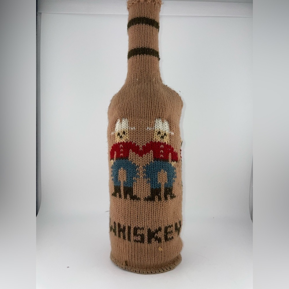 Whimsical Knit Liquor Bottle Sweater – Cowboys/ Whiskey – Vintage Knit By Hanson